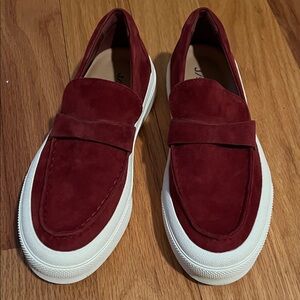 Wine Kid Suede Loafers by J/Slides size 6